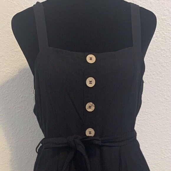 Lilyful Woman's Small Black Strappy Cotton Ankle Length Romper Jumper Jumpsuit - Picture 3 of 11